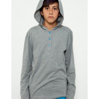 Rookie Grey Button Hooded Henley